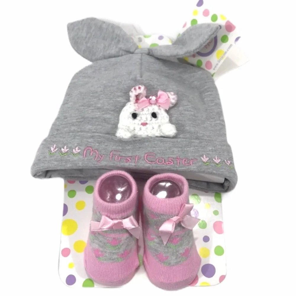 Little Me My First Easter Beanie & Socks Set Pink